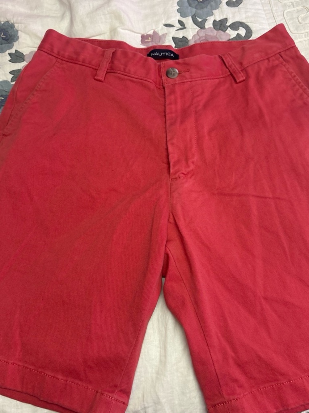 Nautica Men’s Coral-Red Flat Front Shorts